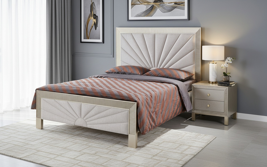 Stilig Bedroom ST900Q Łóżko tapicerowane 160cm + 2 szafki nocne ST901