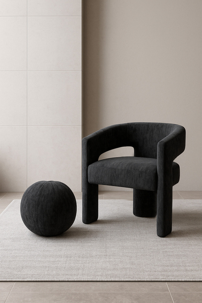 Leith LET71BLA Chair + Leith LET76BL Footstool Set