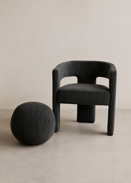 Leith LET71BLA Chair + Leith LET76BL Footstool Set